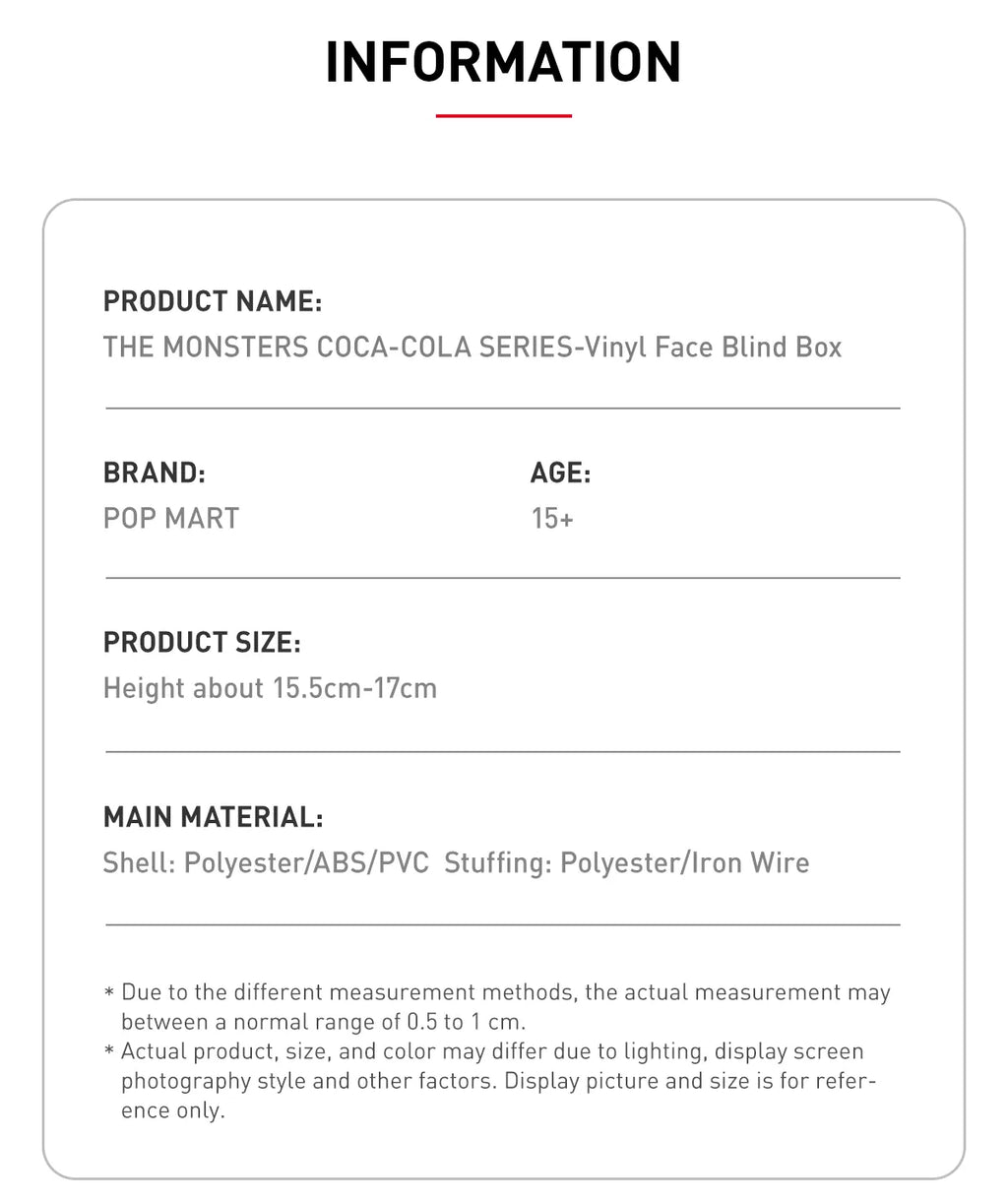 THE MONSTERS COCA-COLA SERIES-Vinyl Face Blind Box
