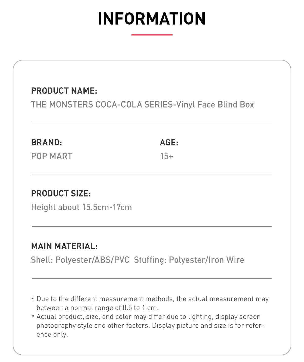 THE MONSTERS COCA-COLA SERIES-Vinyl Face Blind Box